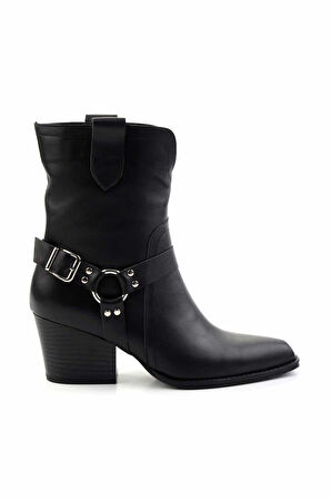 Siyah Hakiki Deri Kadın Bot & Bootie K02828336503