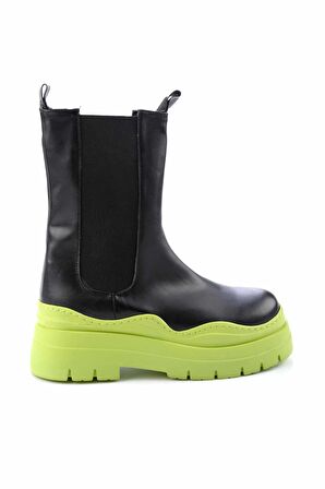 Bambi Siyah Yesil  Kadın Bot & Bootie K02828193509