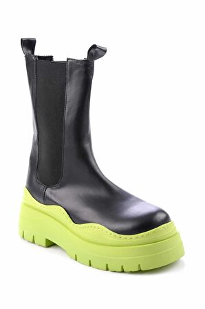Bambi Siyah Yesil  Kadın Bot & Bootie K02828193509