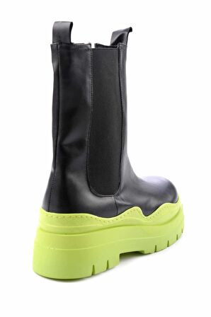 Bambi Siyah Yesil  Kadın Bot & Bootie K02828193509
