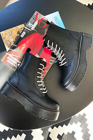 Siyah Lame Taşlı  Kadın Bot & Bootie K02836223009