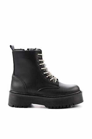 Siyah Lame Taşlı  Kadın Bot & Bootie K02836223009