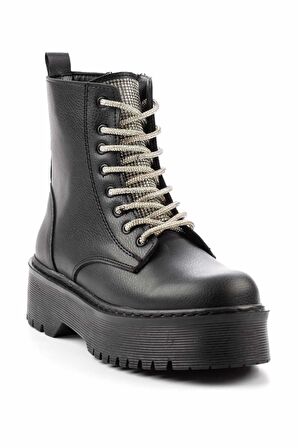 Siyah Lame Taşlı  Kadın Bot & Bootie K02836223009