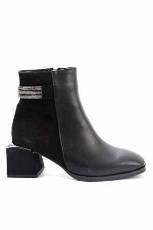 Bambi Siyah Siyah Süet  Kadın Bot & Bootie K02874041009