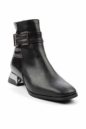 Siyah Siyah Kroko  Kadın Bot & Bootie K02874041309