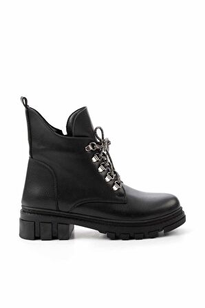 Siyah Platin Taşlı  Kadın Bot & Bootie K02875070209