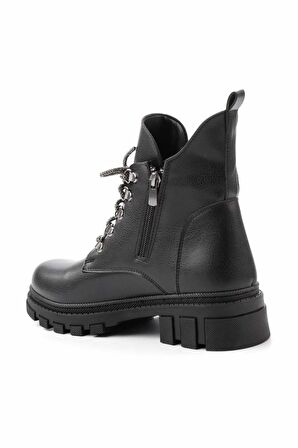 Siyah Platin Taşlı  Kadın Bot & Bootie K02875070209