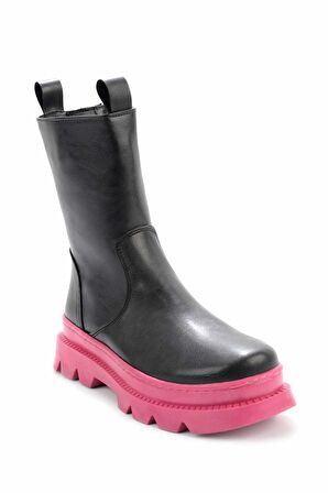 Bambi Mat Siyah Fusya  Kadın Bot & Bootie K02891100409