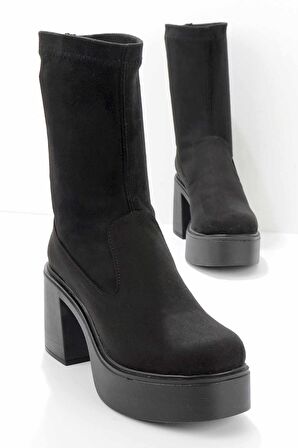 Bambi Siyah Süet  Kadın Bot & Bootie K02932700002