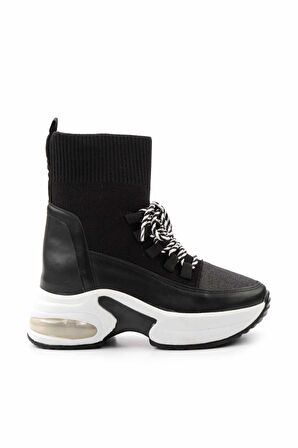 Siyah Simli  Kadın Sneaker K02932402378
