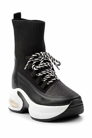 Siyah Simli  Kadın Sneaker K02932402378
