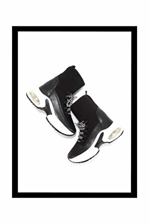 Siyah Simli  Kadın Sneaker K02932402378