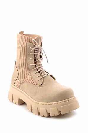 Bambi Bej Süet  Kadın Bot & Bootie K02953300302