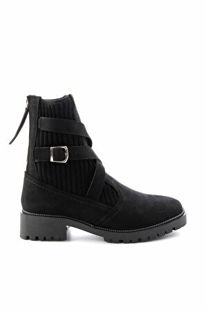 Bambi Siyah Süet  Kadın Bot & Bootie K02990101802