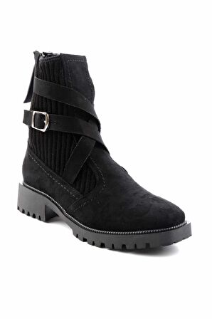 Bambi Siyah Süet  Kadın Bot & Bootie K02990101802