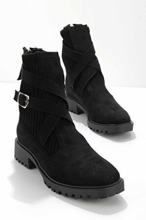 Bambi Siyah Süet  Kadın Bot & Bootie K02990101802