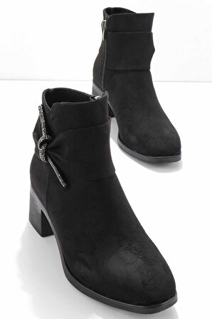 Bambi Siyah Süet  Kadın Bot & Bootie K02994060302