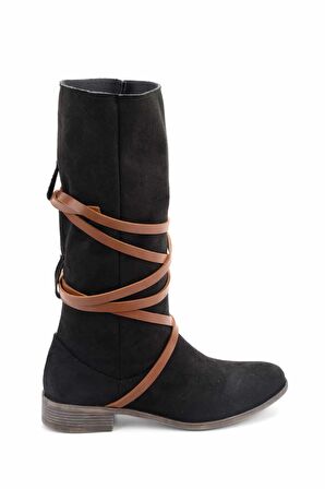Bambi Siyah Süet  Kadın Bot & Bootie K02991110002