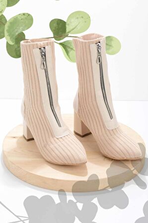 Bambi Bej Triko  Kadın Bot & Bootie K02990100282