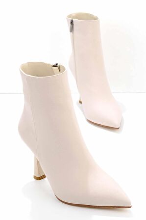 Bambi Mat Bej Saten  Kadın Bot & Bootie K02992052938