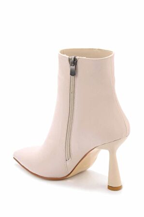 Bambi Mat Bej Saten  Kadın Bot & Bootie K02992052938