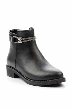 Siyah Platin Taşlı  Kadın Bot & Bootie K02994060509