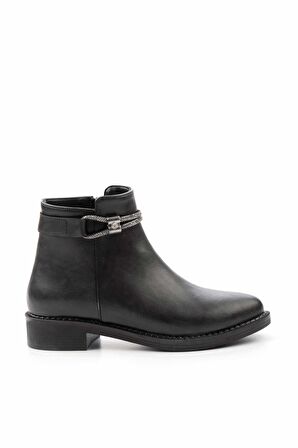Siyah Platin Taşlı  Kadın Bot & Bootie K02994060509