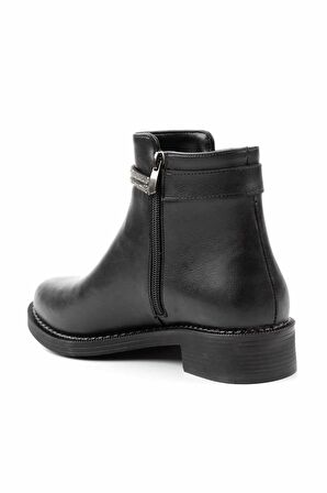 Siyah Platin Taşlı  Kadın Bot & Bootie K02994060509