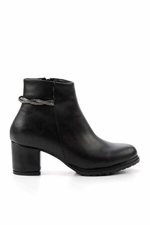 Siyah Platin Taşlı  Kadın Bot & Bootie K02994060709