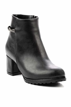 Siyah Platin Taşlı  Kadın Bot & Bootie K02994060709