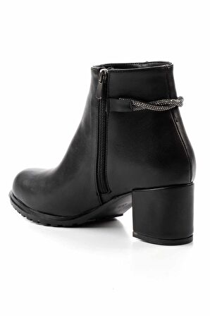 Siyah Platin Taşlı  Kadın Bot & Bootie K02994060709