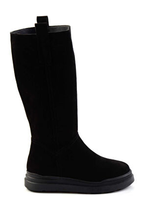 Siyah Süet Hakiki Deri Kadın Çizme K03032160502