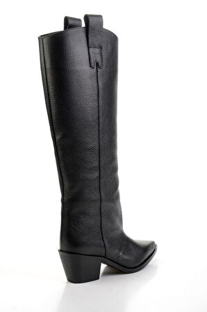 Siyah Hakiki Deri Kadın Çizme K03140431903