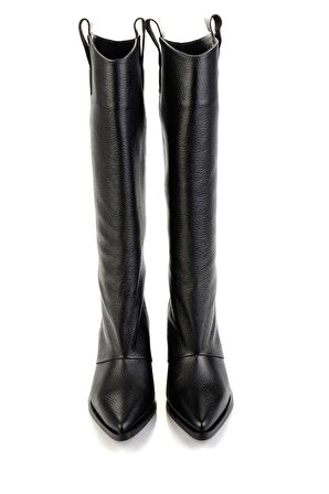 Siyah Hakiki Deri Kadın Çizme K03140431903