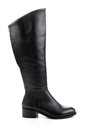 Siyah Hakiki Deri Kadın Çizme K03140432603