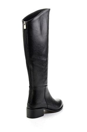 Siyah Hakiki Deri Kadın Çizme K03140432603