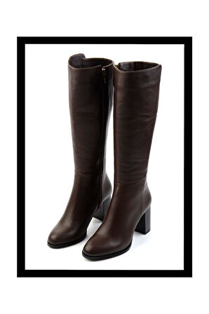 Kahve Hakiki Deri Kadın Çizme K03208072103