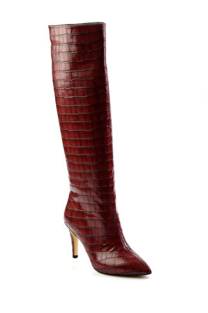 Bordo Kroko  Kadın Çizme K03240165011