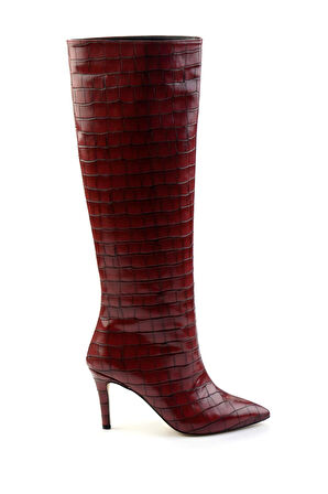 Bordo Kroko  Kadın Çizme K03240165011