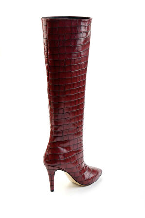 Bordo Kroko  Kadın Çizme K03240165011
