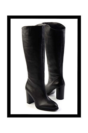 Siyah Hakiki Deri Kadın Çizme K03351323003