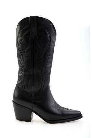 Siyah Hakiki Deri Kadın Çizme K03552001103