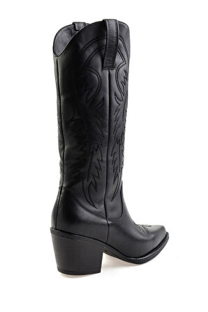 Siyah Hakiki Deri Kadın Çizme K03552001103