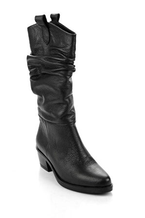 Siyah Hakiki Deri Kadın Çizme K03575205303