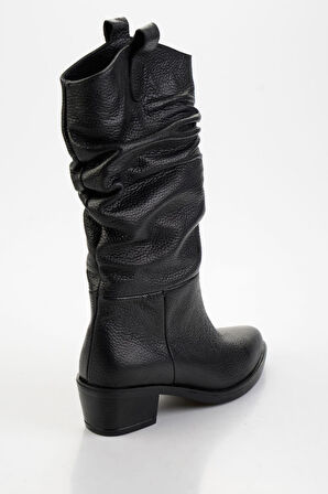 Siyah Hakiki Deri Kadın Çizme K03575205303