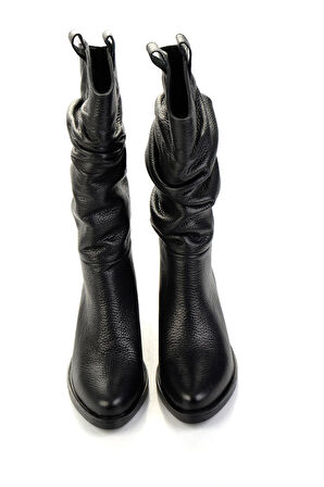 Siyah Hakiki Deri Kadın Çizme K03575205303