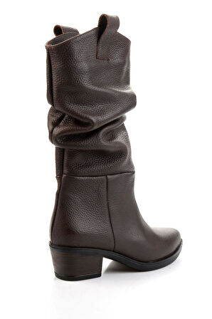 Kahve Hakiki Deri Kadın Çizme K03575205303