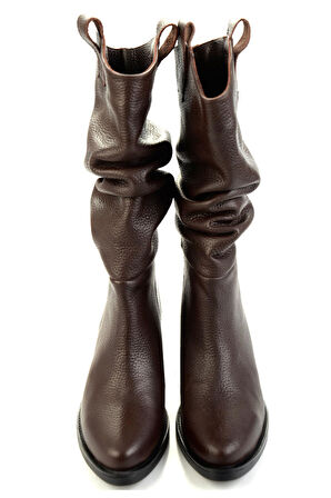 Kahve Hakiki Deri Kadın Çizme K03575205303