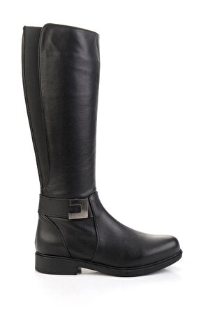 Siyah Hakiki Deri Kadın Çizme K03586555503