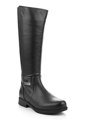 Siyah Hakiki Deri Kadın Çizme K03586555503